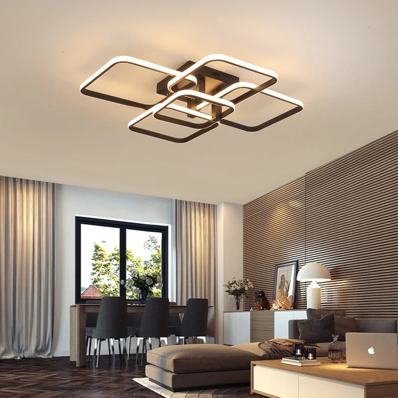 Plafón LED Geométrico Multicabezas con App — Sala y Recámara