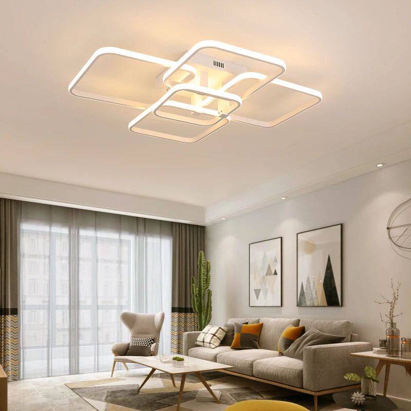 Plafón LED Geométrico Multicabezas con App — Sala y Recámara