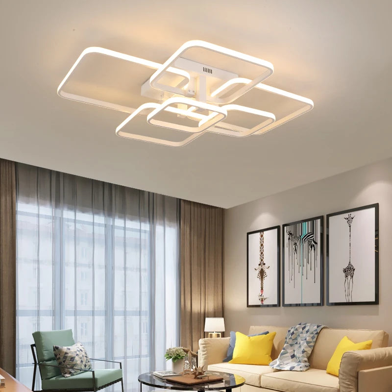 Plafón LED Geométrico Multicabezas con App — Sala y Recámara