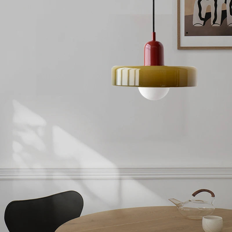 Lámpara Colgante Retro de Vidrio de Colores — Comedor y Sala