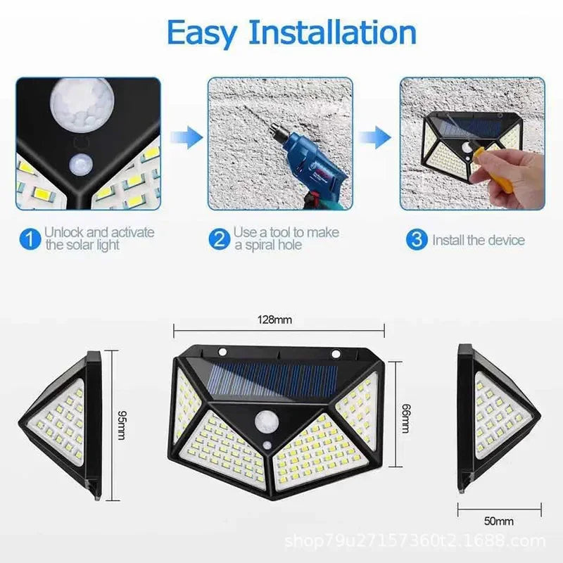 Foco Solar 100LED con Sensor de Movimiento — Seguridad