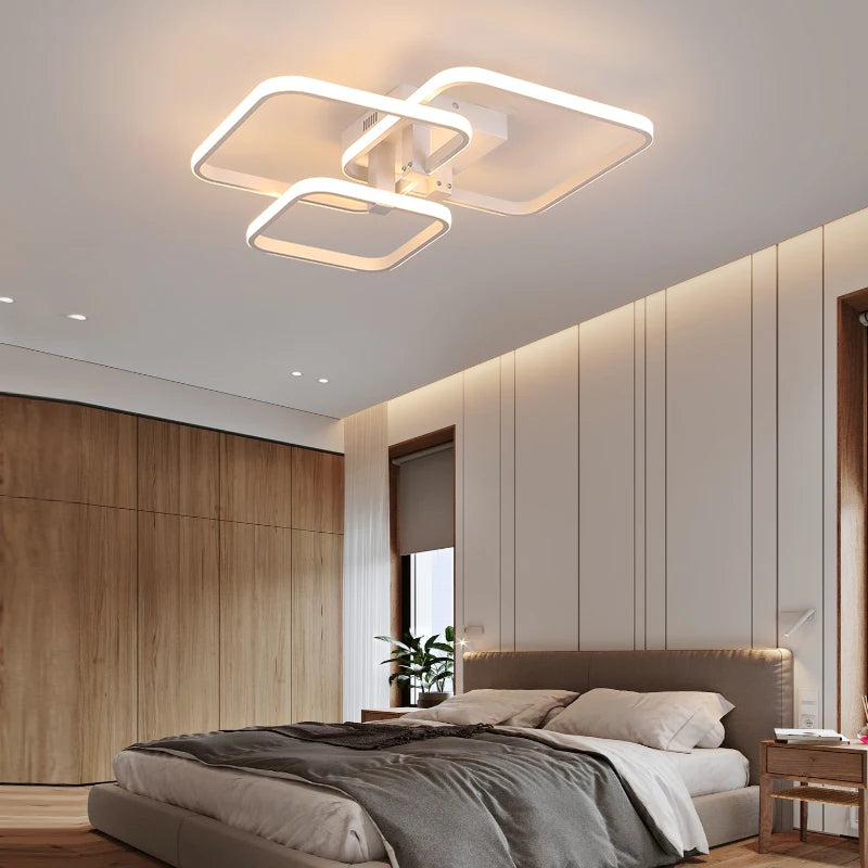 Plafón LED Geométrico Multicabezas con App — Sala y Recámara