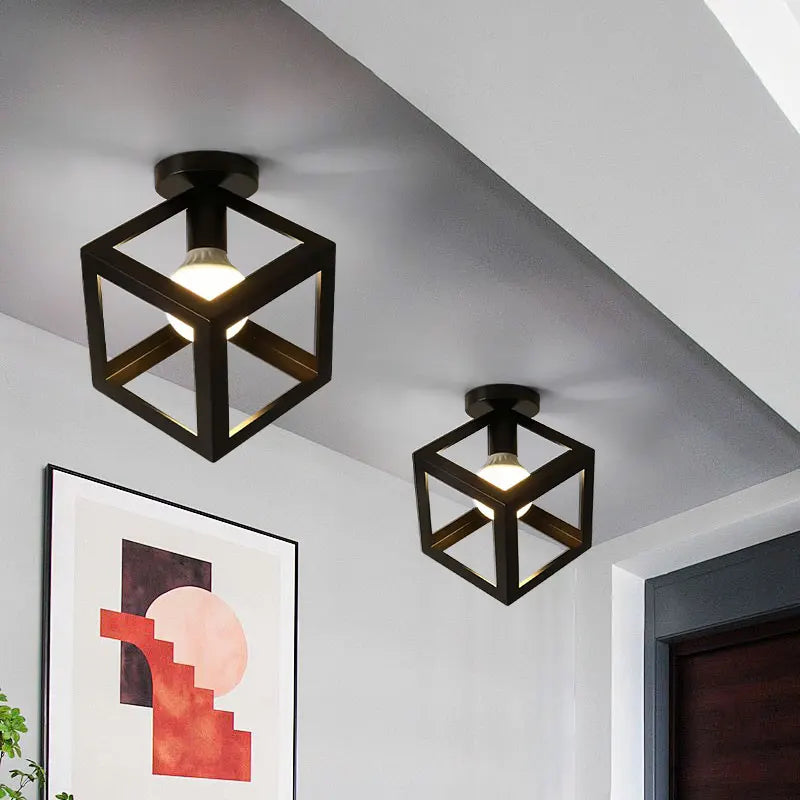 Plafón Vintage Industrial de Jaula — Pasillo y Estudio