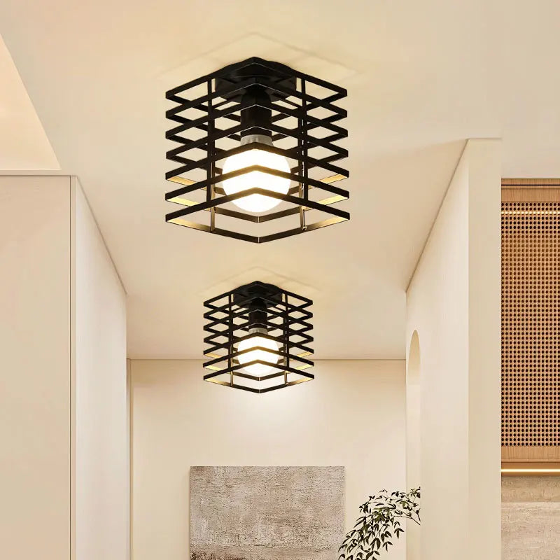 Plafón Vintage Industrial de Jaula — Pasillo y Estudio