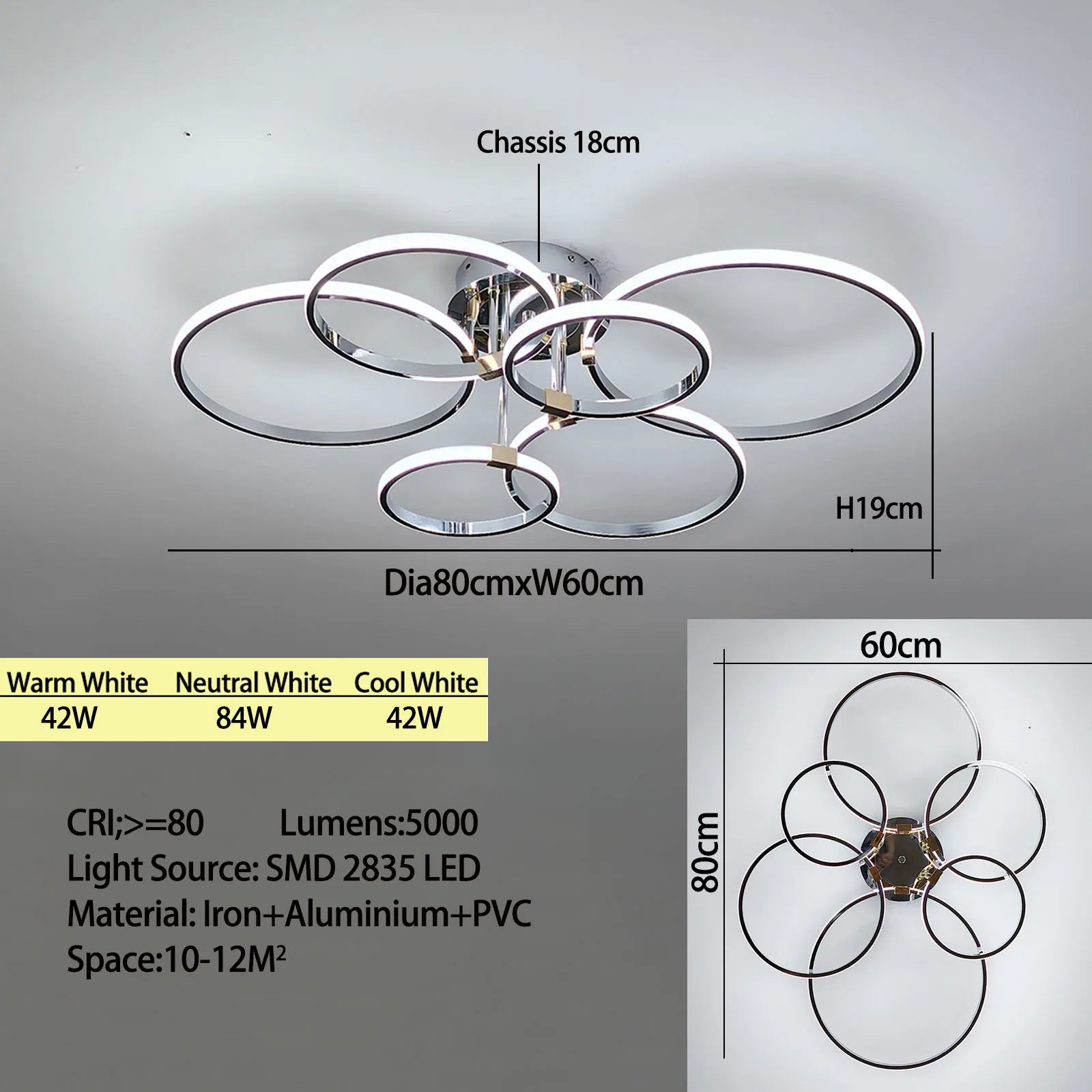 Plafón LED Moderno de Múltiples Cabezas — Sala Principal