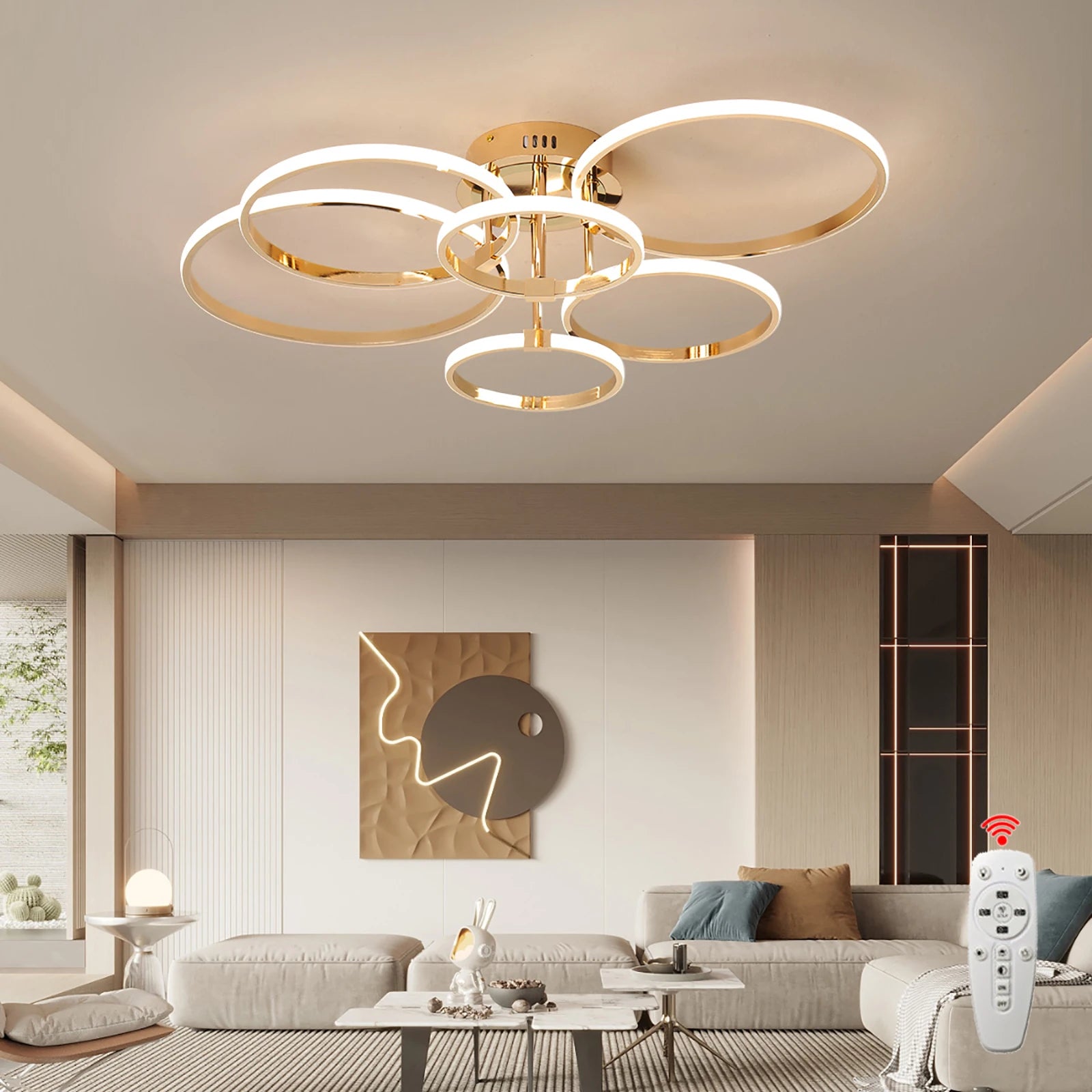 Plafón LED Moderno de Múltiples Cabezas — Sala Principal