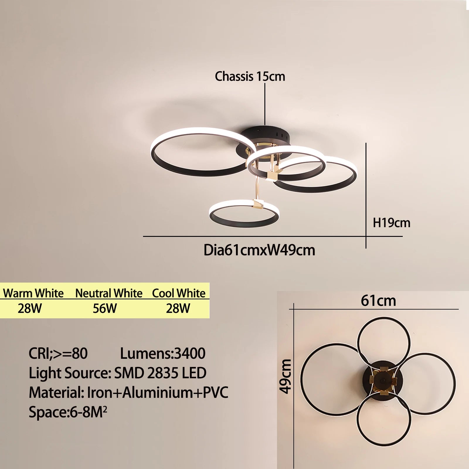 Plafón LED Moderno de Múltiples Cabezas — Sala Principal