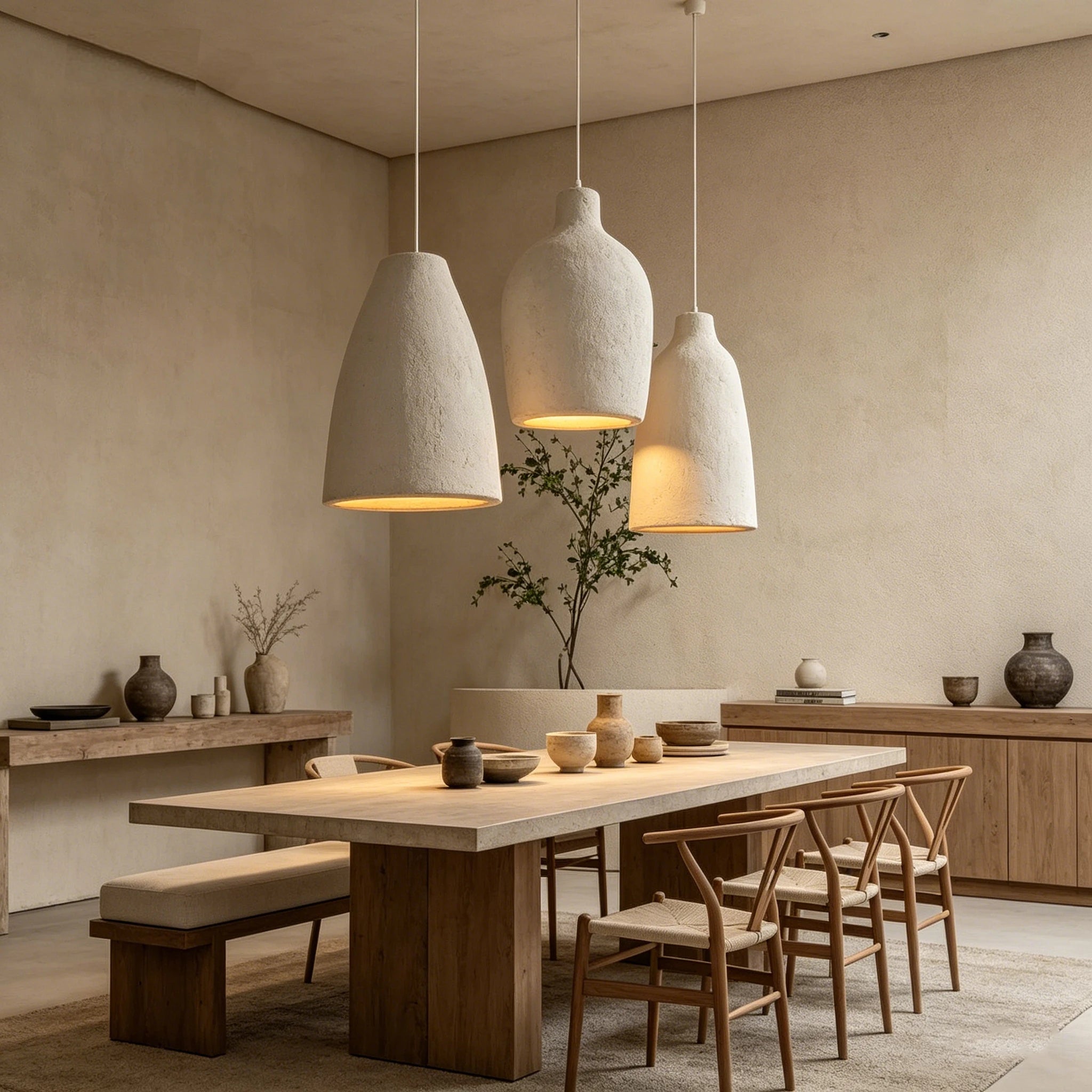 Lámpara Colgante Semiesférica Wabi Sabi — Sala y Comedor