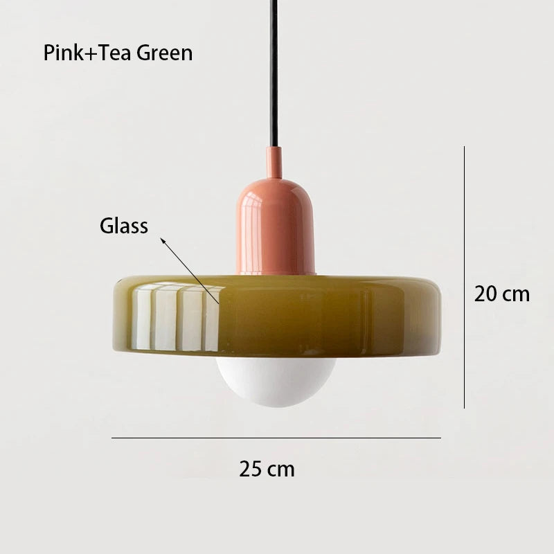 Lámpara Colgante Retro de Vidrio de Colores — Comedor y Sala