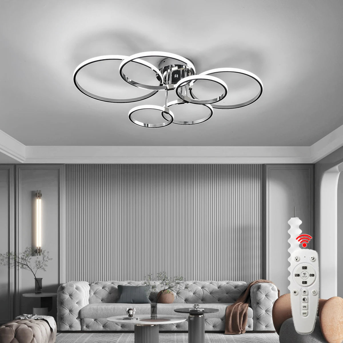 Plafón LED Moderno de Múltiples Cabezas — Sala Principal