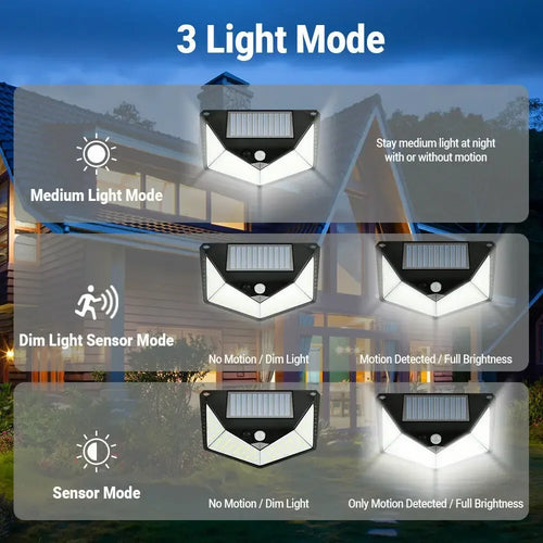 Foco Solar 100LED con Sensor de Movimiento — Seguridad