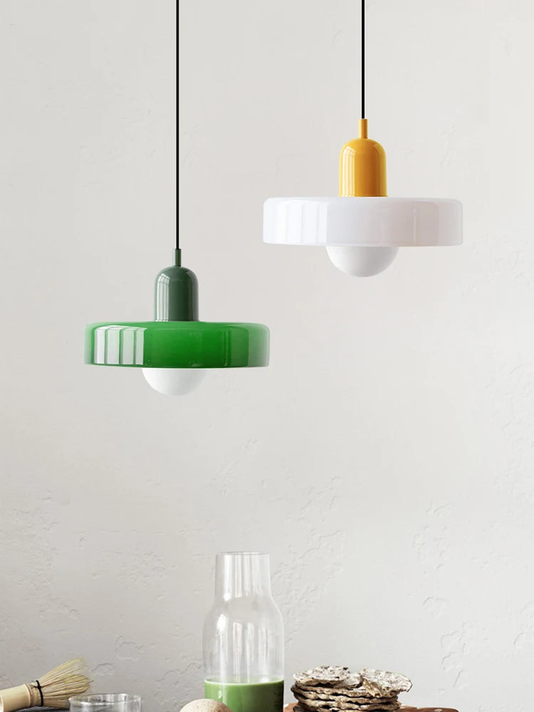 Lámpara Colgante Retro de Vidrio de Colores — Comedor y Sala