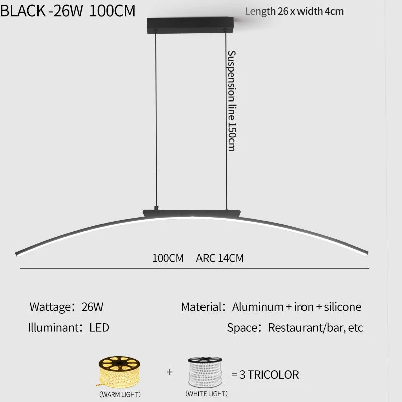 Lámpara Colgante LED de Arco — Comedor y Cocina