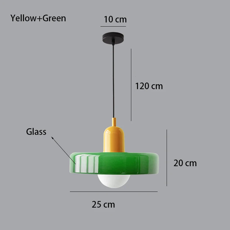 Lámpara Colgante Retro de Vidrio de Colores — Comedor y Sala