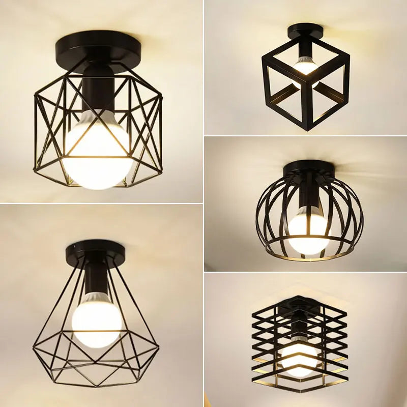 Plafón Vintage Industrial de Jaula — Pasillo y Estudio