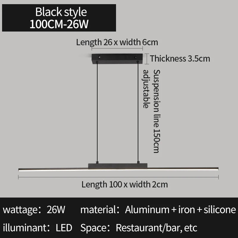Lámpara Colgante Lineal LED 100cm — Comedor y Cocina