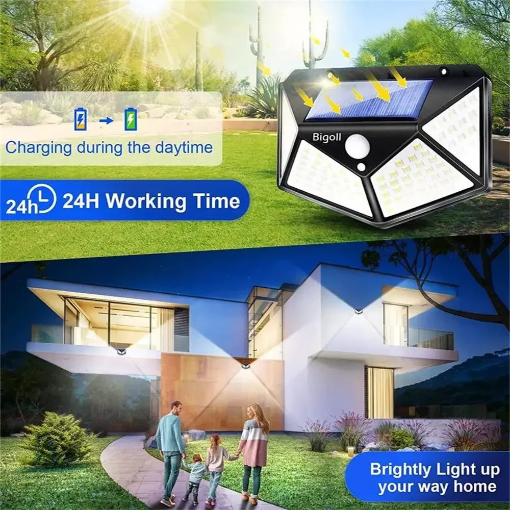 Foco Solar 100LED con Sensor de Movimiento — Seguridad