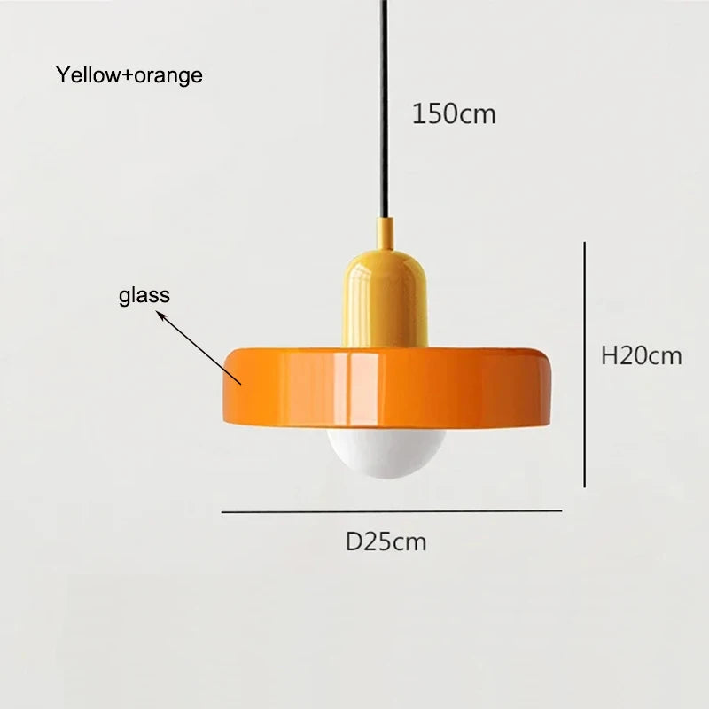 Lámpara Colgante Retro de Vidrio de Colores — Comedor y Sala
