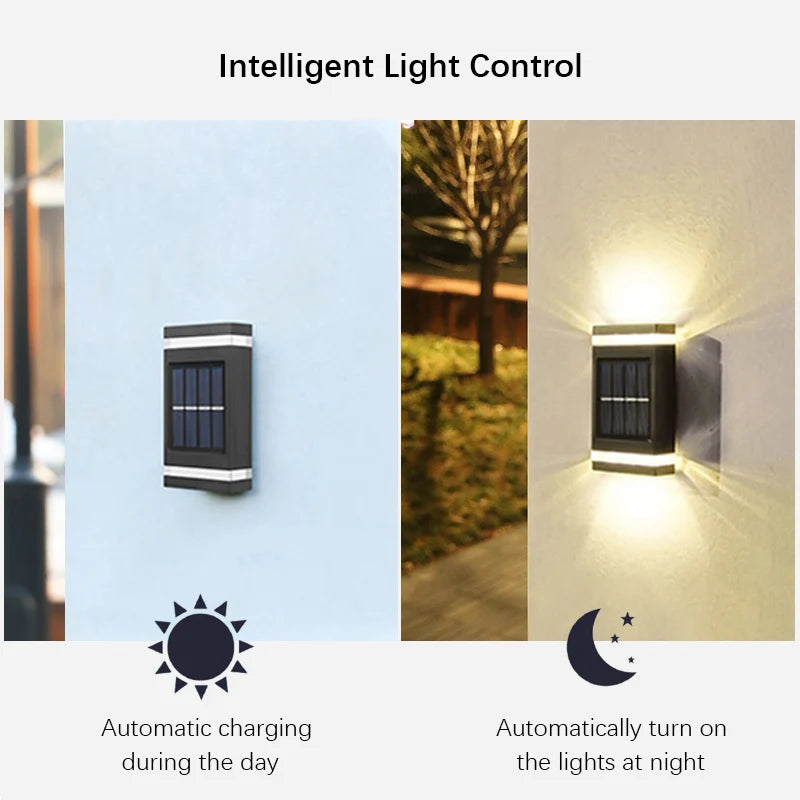Lámpara Solar de Pared Doble Luz — Jardín y Fachada