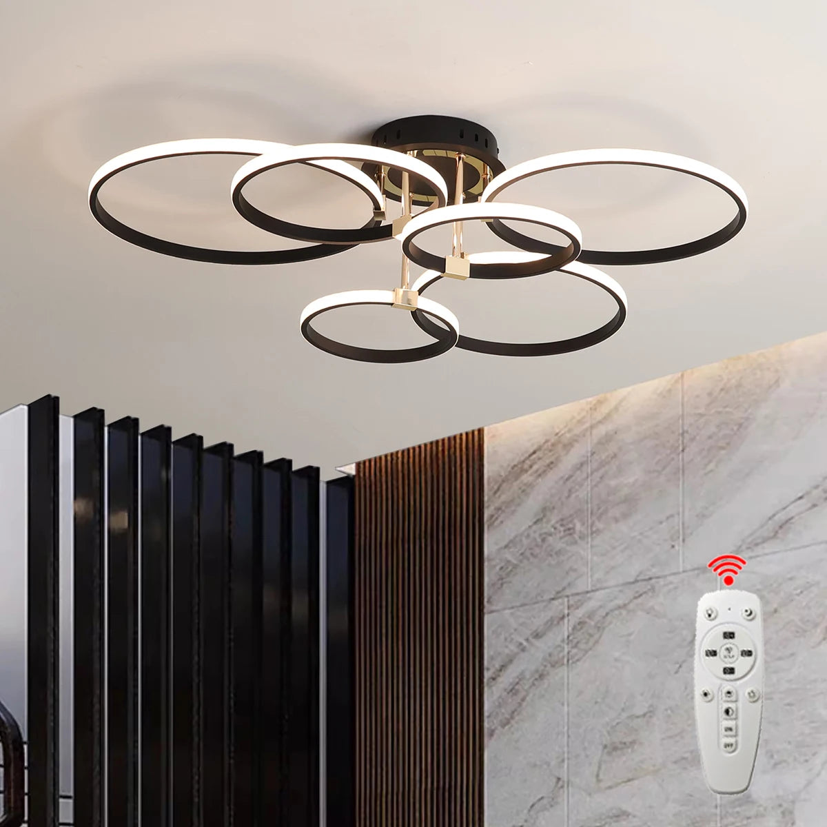 Plafón LED Moderno de Múltiples Cabezas — Sala Principal