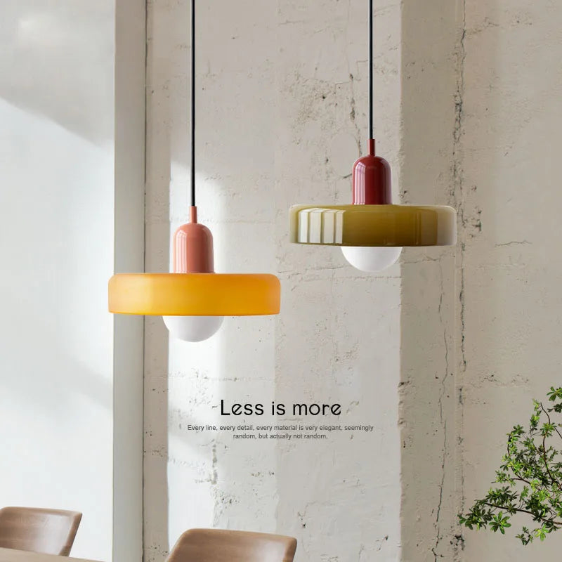 Lámpara Colgante Retro de Vidrio de Colores — Comedor y Sala