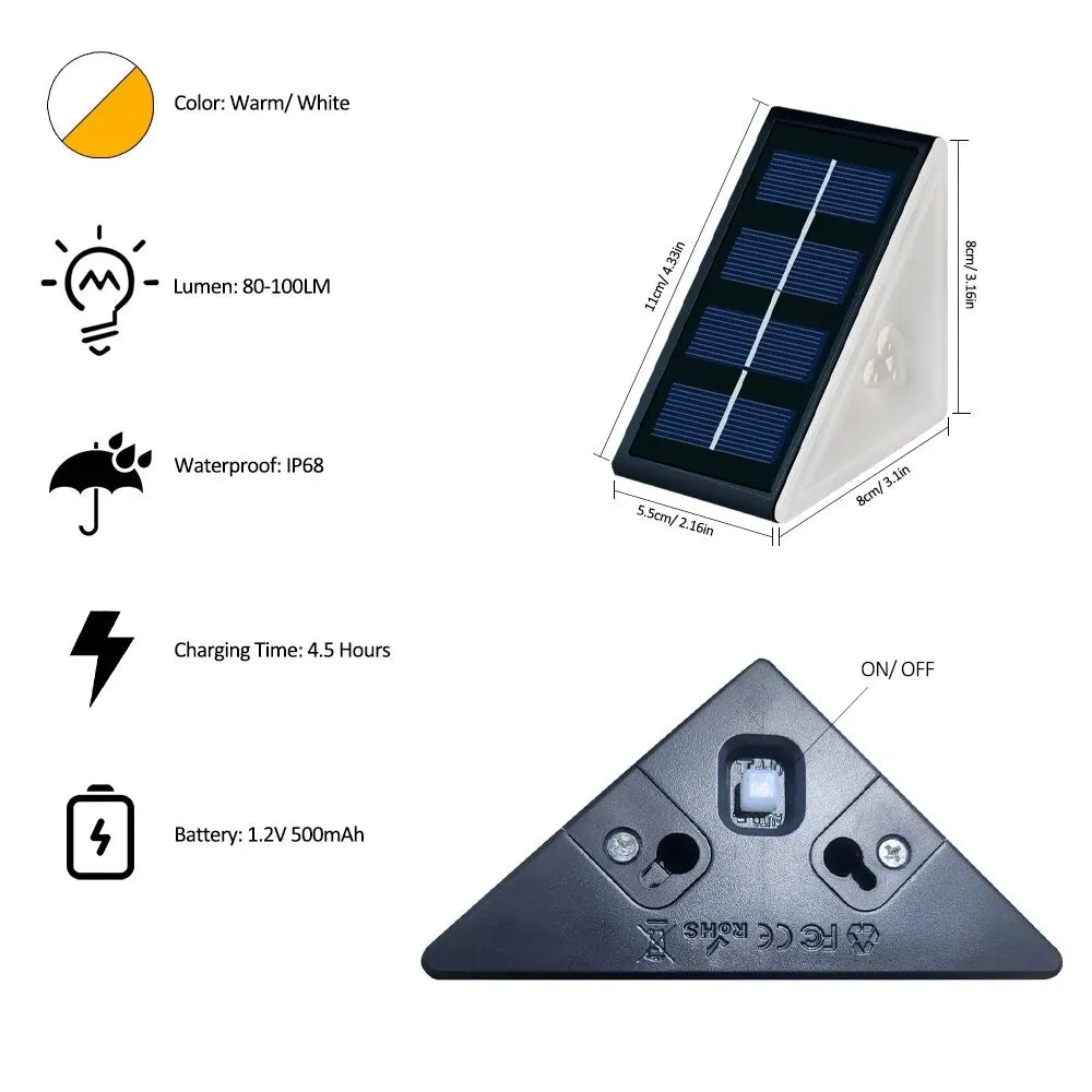 Luces Solares para Escaleras IP67 — Encendido Automático