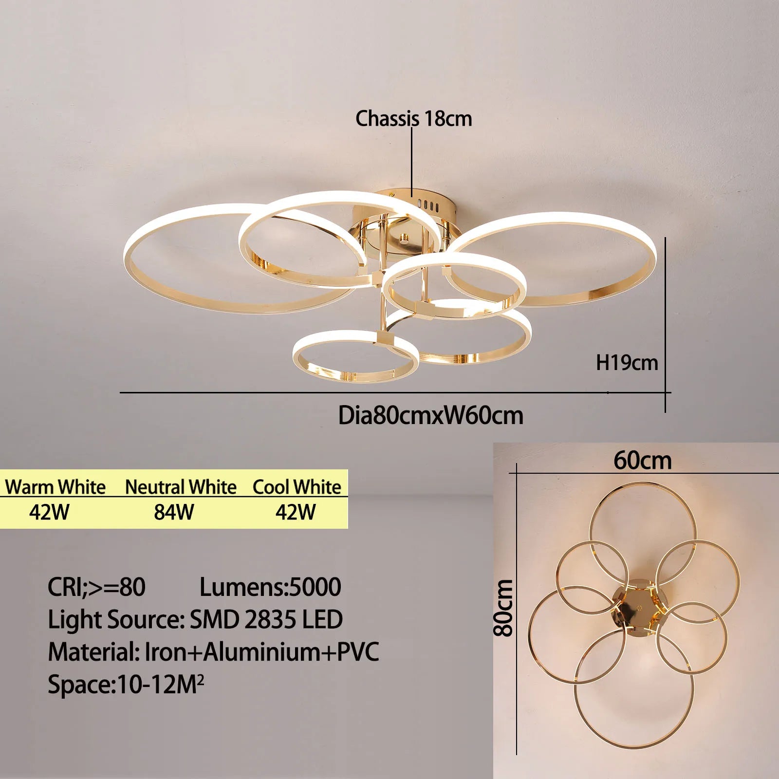 Plafón LED Moderno de Múltiples Cabezas — Sala Principal