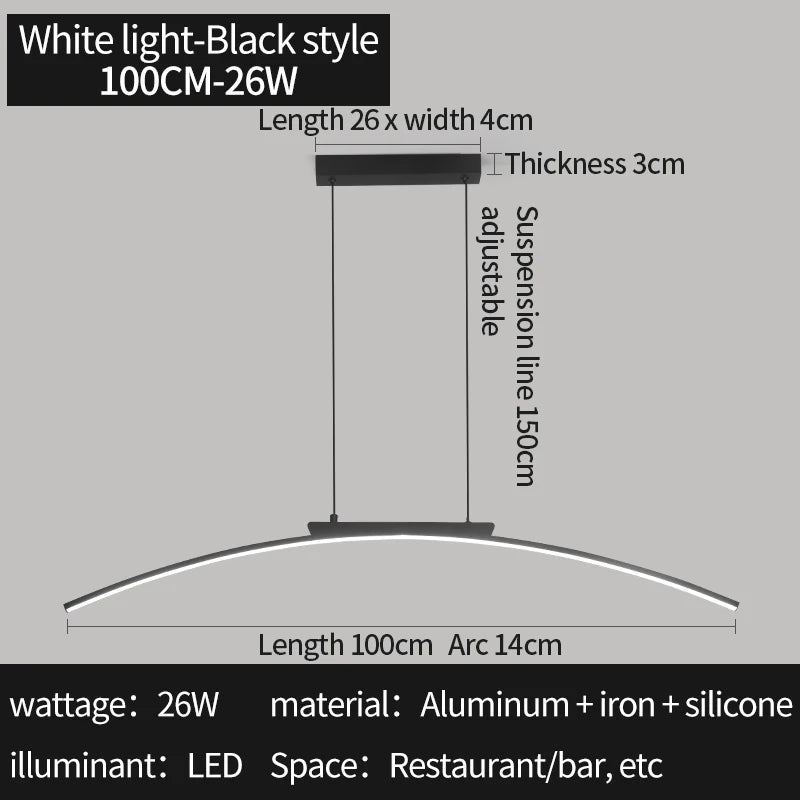 Lámpara Colgante LED de Arco — Comedor y Cocina