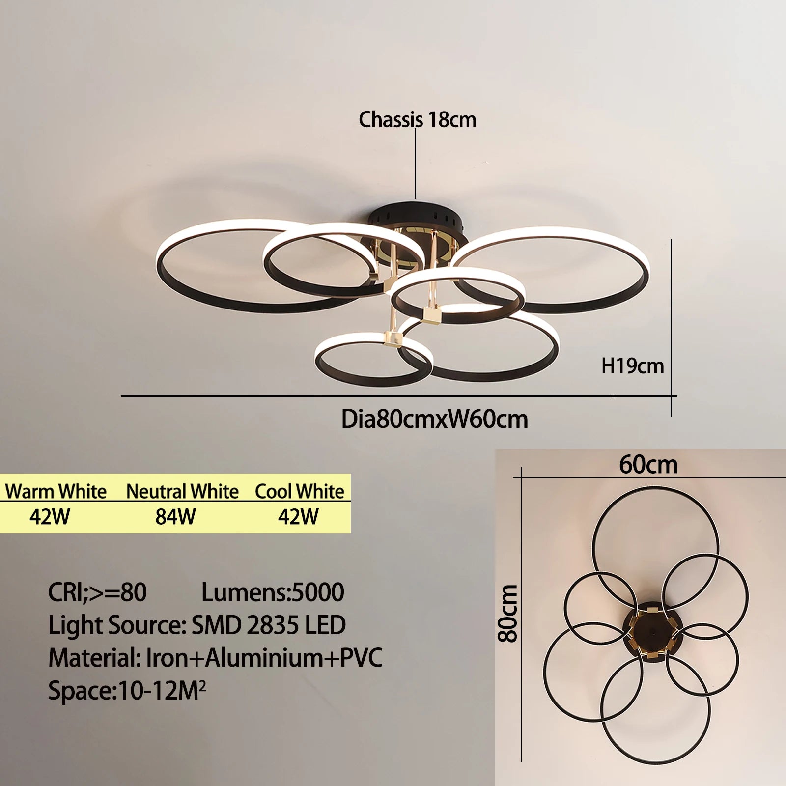 Plafón LED Moderno de Múltiples Cabezas — Sala Principal