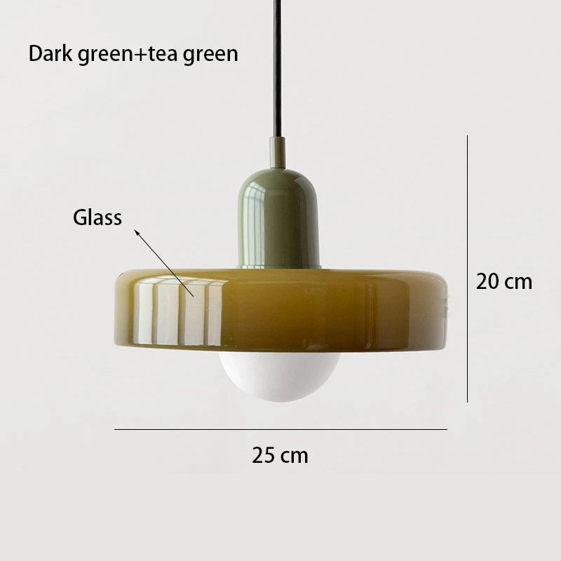 Lámpara Colgante Retro de Vidrio de Colores — Comedor y Sala