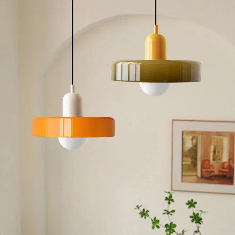 Lámpara Colgante Retro de Vidrio de Colores — Comedor y Sala