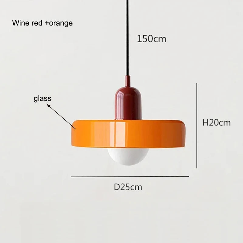 Lámpara Colgante Retro de Vidrio de Colores — Comedor y Sala