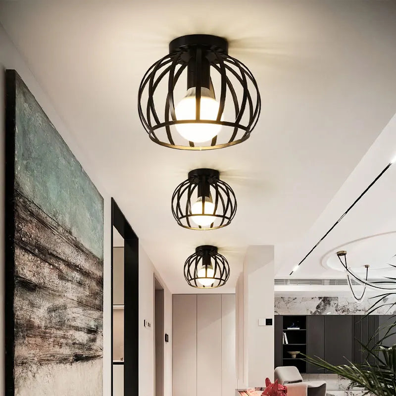 Plafón Vintage Industrial de Jaula — Pasillo y Estudio