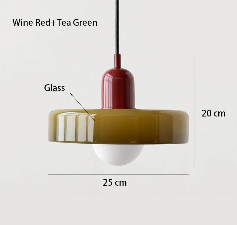 Lámpara Colgante Retro de Vidrio de Colores — Comedor y Sala