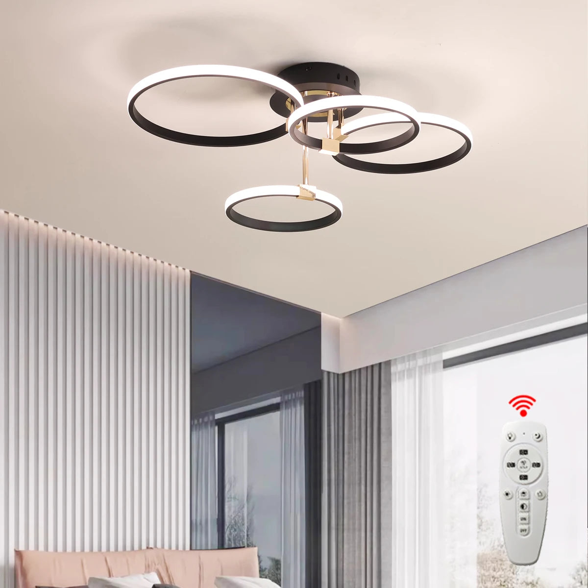 Plafón LED Moderno de Múltiples Cabezas — Sala Principal
