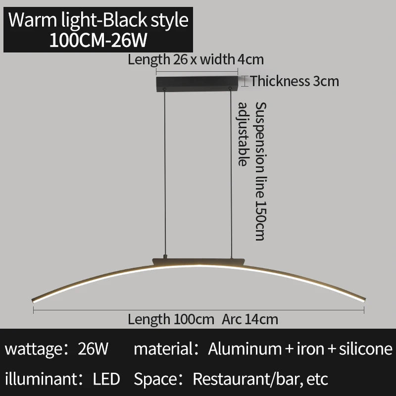 Lámpara Colgante LED de Arco — Comedor y Cocina